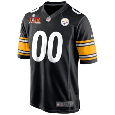 Alternative view of Pittsburgh Steelers Super Bowl LIX Patch Game Men Custom Jersey - Black