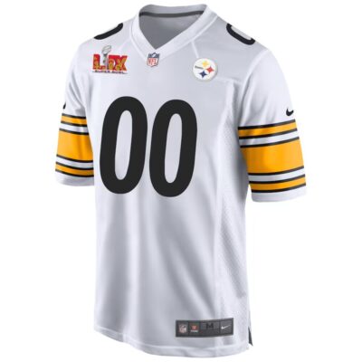Alternative view of Pittsburgh Steelers Super Bowl LIX Patch Game Men Custom Jersey - White