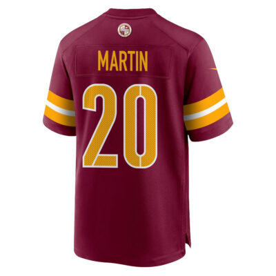 Alternative view of Quan Martin 20 Washington Commanders Super Bowl LIX New Orleans Patch Game Men Jersey - Burgundy