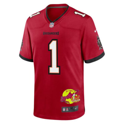Rachaad White 1 Tampa Bay Buccaneers Super Bowl LIX New Orleans Patch Game Men Jersey - Red - Image 3