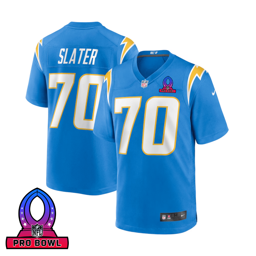 Rashawn Slater 70 Los Angeles Chargers 2025 Pro Bowl Patch Game Men Jersey - Powder Blue