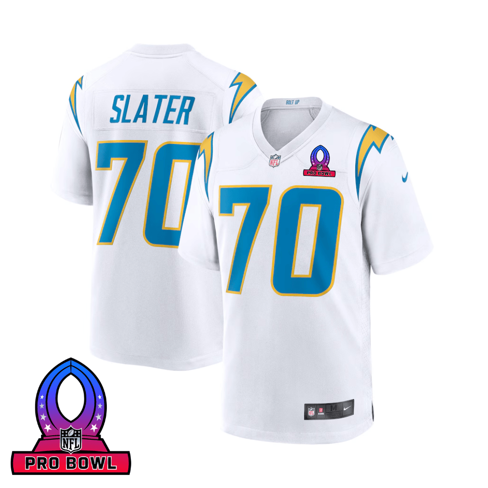 Rashawn Slater 70 Los Angeles Chargers 2025 Pro Bowl Patch Game Men Jersey - White