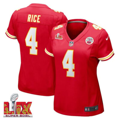 Rashee Rice #4 Kansas City Chiefs Super Bowl LIX Women's Jersey - Red