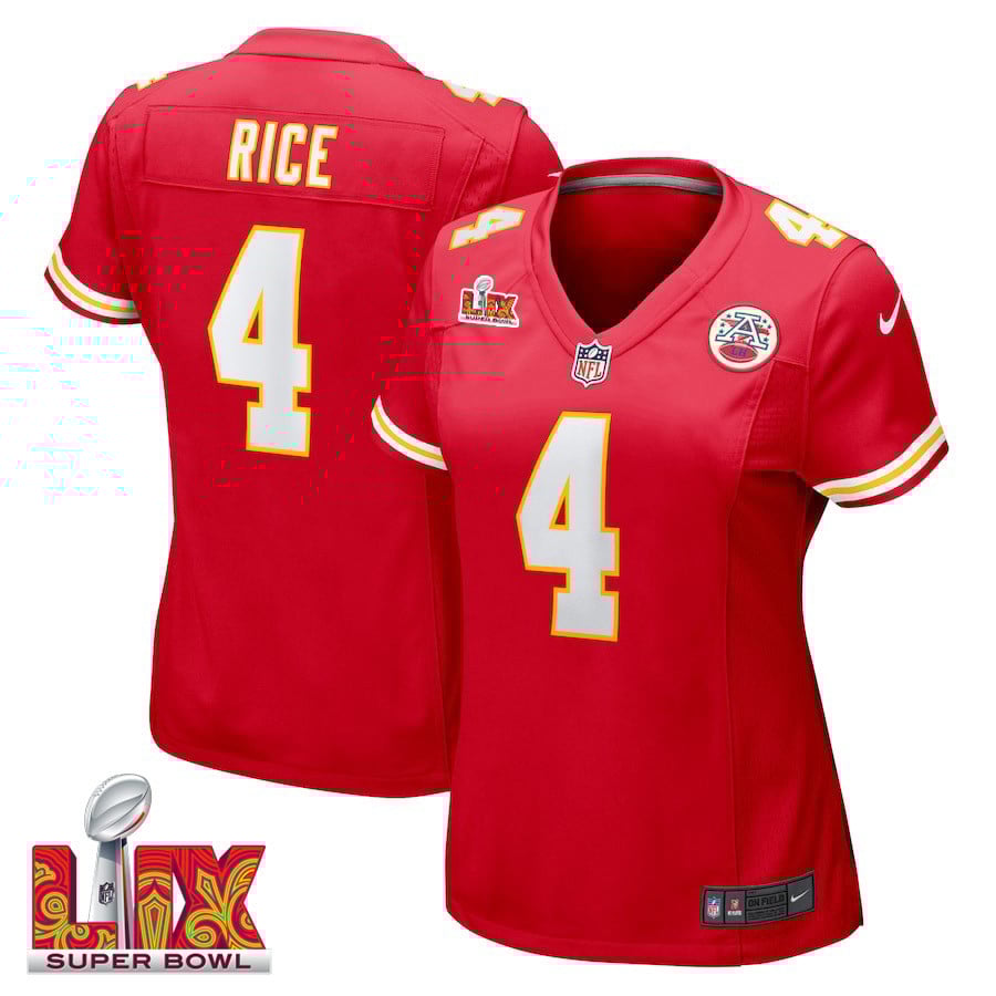 Rashee Rice #4 Kansas City Chiefs Super Bowl LIX Women's Jersey - Red