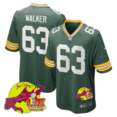 Rasheed Walker 63 Green Bay Packers Super Bowl LIX New Orleans Patch Game Men Jersey - Green