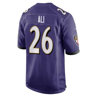 Alternative view of Rasheen Ali 26 Baltimore Ravens Super Bowl LIX New Orleans Patch Game Men Jersey - Purple
