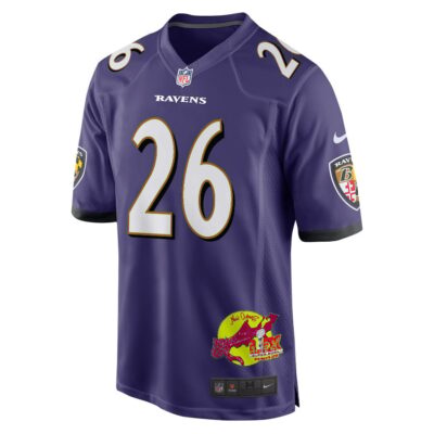 Rasheen Ali 26 Baltimore Ravens Super Bowl LIX New Orleans Patch Game Men Jersey - Purple - Image 3
