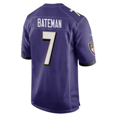Alternative view of Rashod Bateman 7 Baltimore Ravens Super Bowl LIX New Orleans Patch Game Men Jersey - Purple