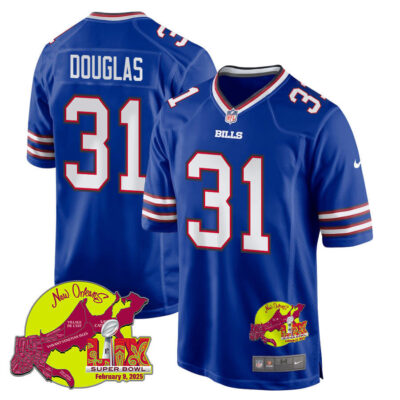 Rasul Douglas 31 Buffalo Bills Super Bowl LIX New Orleans Patch Game Men Jersey - Royal
