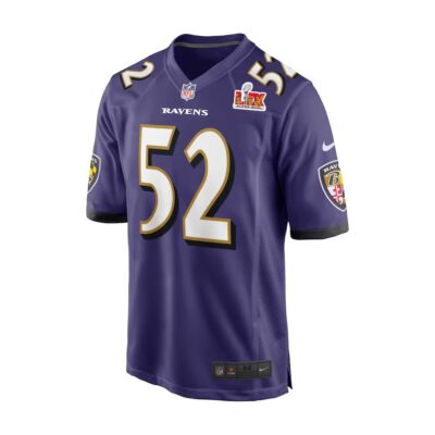 Alternative view of Ray Lewis #52 Baltimore Ravens Super Bowl LIX Jersey - Men's - Purple