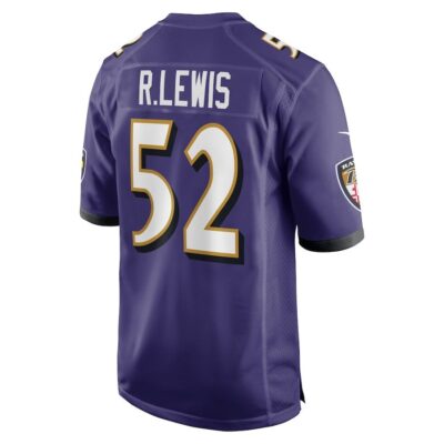 Ray Lewis #52 Baltimore Ravens Super Bowl LIX Jersey - Men's - Purple - Image 3