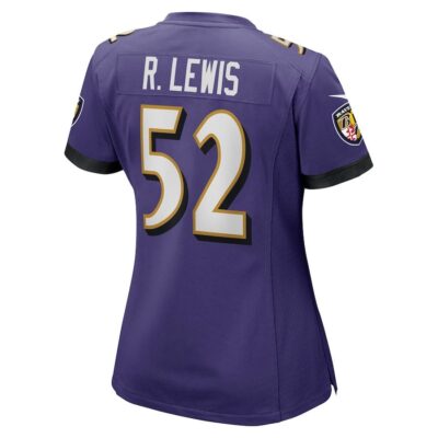 Ray Lewis #52 Baltimore Ravens Super Bowl LIX Women's Jersey - Purple - Image 3