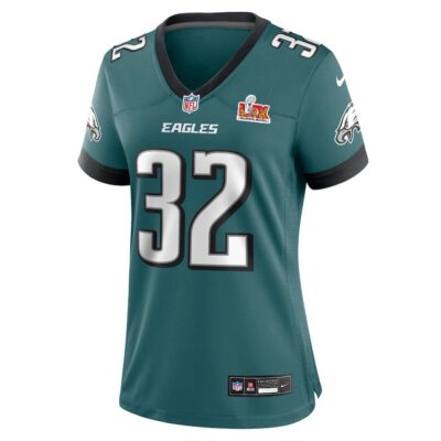 Alternative view of Reed Blankenship #32 Philadelphia Eagles Super Bowl LIX Women's Jersey - Midnight Green