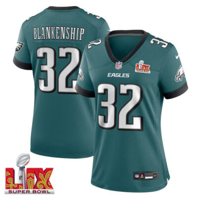 Reed Blankenship #32 Philadelphia Eagles Super Bowl LIX Women's Jersey - Midnight Green