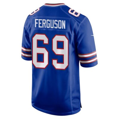 Alternative view of Reid Ferguson 69 Buffalo Bills Super Bowl LIX New Orleans Patch Game Men Jersey - Royal