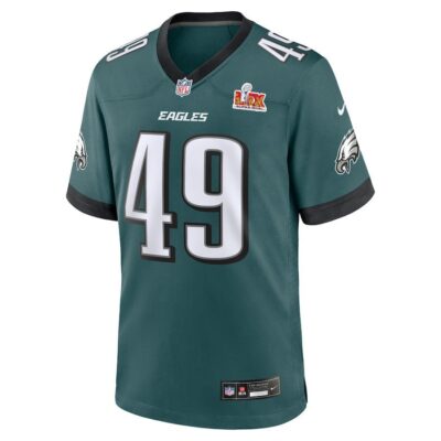 Alternative view of Rick Lovato #49 Philadelphia Eagles Super Bowl LIX Youth Jersey - Midnight Green