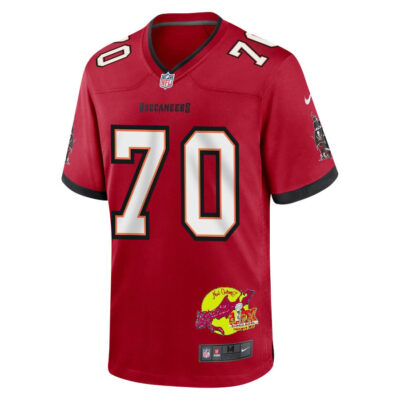 Robert Hainsey 70 Tampa Bay Buccaneers Super Bowl LIX New Orleans Patch Game Men Jersey - Red - Image 3