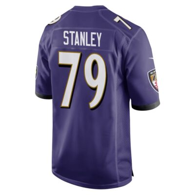 Alternative view of Ronnie Stanley 79 Baltimore Ravens Super Bowl LIX New Orleans Patch Game Men Jersey - Purple