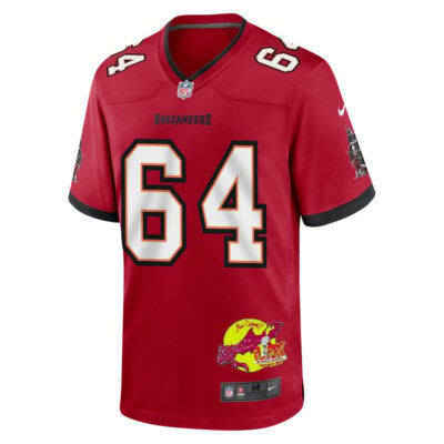 Royce Newman 64 Tampa Bay Buccaneers Super Bowl LIX New Orleans Patch Game Men Jersey - Red - Image 3