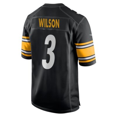 Alternative view of Russell Wilson 3 Pittsburgh Steelers Super Bowl LIX New Orleans Patch Game Men Jersey - Black