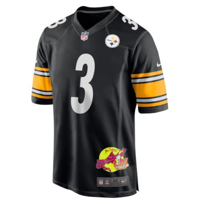 Russell Wilson 3 Pittsburgh Steelers Super Bowl LIX New Orleans Patch Game Men Jersey - Black - Image 3