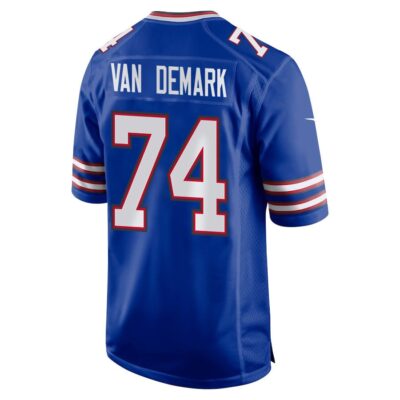 Alternative view of Ryan Van Demark 74 Buffalo Bills Super Bowl LIX New Orleans Patch Game Men Jersey - Royal