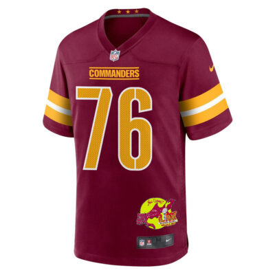 Sam Cosmi 76 Washington Commanders Super Bowl LIX New Orleans Patch Game Men Jersey - Burgundy - Image 3