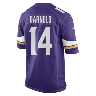 Alternative view of Sam Darnold 14 Minnesota Vikings Super Bowl LIX New Orleans Patch Game Men Jersey - Purple