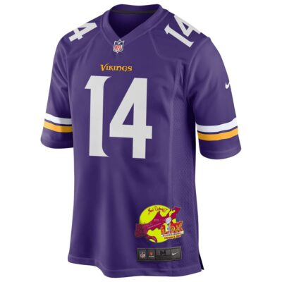 Sam Darnold 14 Minnesota Vikings Super Bowl LIX New Orleans Patch Game Men Jersey - Purple - Image 3