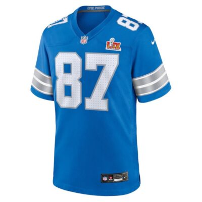 Alternative view of Sam LaPorta #87 Detroit Lions Super Bowl LIX Jersey - Men's - Blue