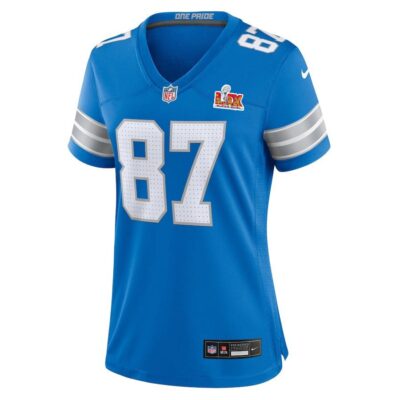 Alternative view of Sam LaPorta #87 Detroit Lions Super Bowl LIX Women's Jersey - Blue