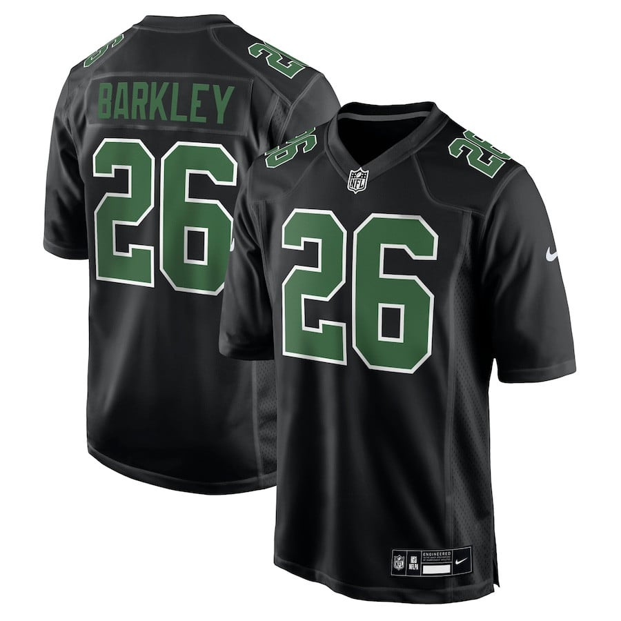 Saquon Barkley 26 Philadelphia Eagles Fashion Game Men Jersey - Carbon Black/Kelly Green