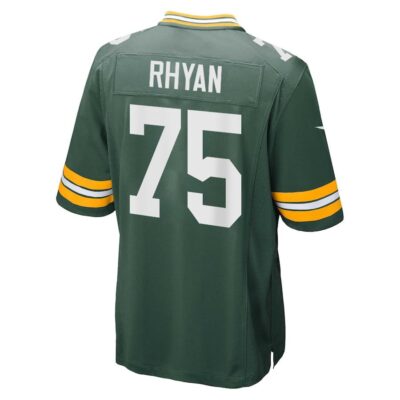 Alternative view of Sean Rhyan 75 Green Bay Packers Super Bowl LIX New Orleans Patch Game Men Jersey - Green