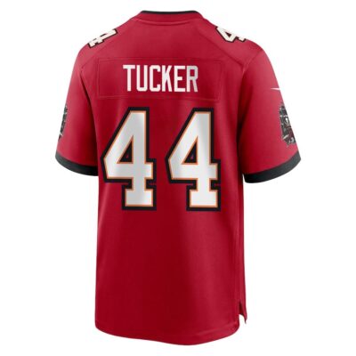 Alternative view of Sean Tucker 44 Tampa Bay Buccaneers Super Bowl LIX New Orleans Patch Game Men Jersey - Red