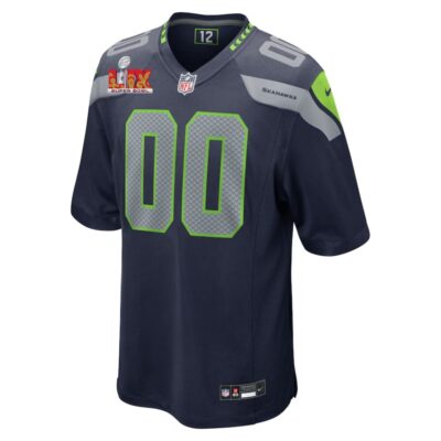 Alternative view of Seattle Seahawks Super Bowl LIX Patch Game Men Custom Jersey - College Navy