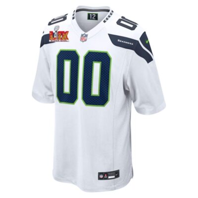 Alternative view of Seattle Seahawks Super Bowl LIX Patch Game Men Custom Jersey - White