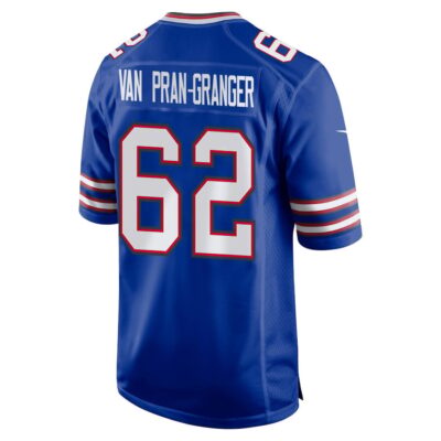 Alternative view of Sedrick Van Pran-Granger 62 Buffalo Bills Super Bowl LIX New Orleans Patch Game Men Jersey - Royal