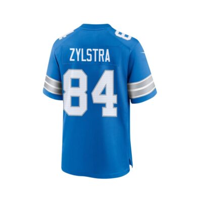 Alternative view of Shane Zylstra 84 Detroit Lions Super Bowl LIX New Orleans Patch Game Men Jersey - Blue