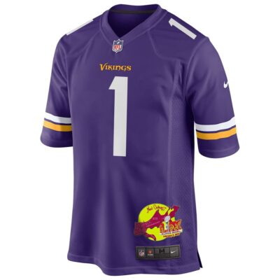 Shaq Griffin 1 Minnesota Vikings Super Bowl LIX New Orleans Patch Game Men Jersey - Purple - Image 3