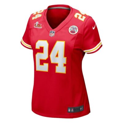 Alternative view of Skyy Moore #24 Kansas City Chiefs Super Bowl LIX Women's Jersey - Red