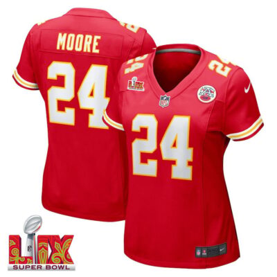 Skyy Moore #24 Kansas City Chiefs Super Bowl LIX Women's Jersey - Red