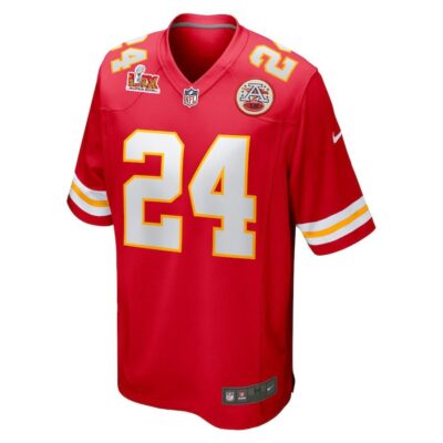 Alternative view of Skyy Moore #24 Kansas City Chiefs Super Bowl LIX Youth Jersey - Red