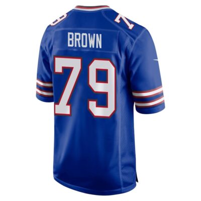 Alternative view of Spencer Brown 79 Buffalo Bills Super Bowl LIX New Orleans Patch Game Men Jersey - Royal