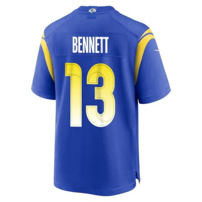 Alternative view of Stetson Bennett 13 Los Angeles Rams Super Bowl LIX New Orleans Patch Game Men Jersey - Royal