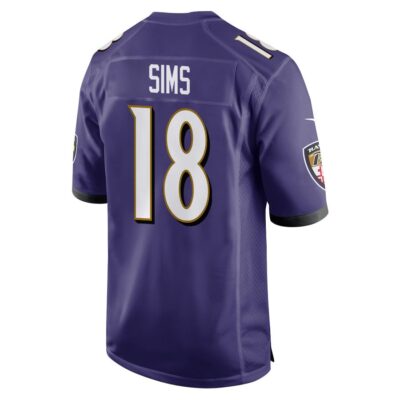 Alternative view of Steven Sims 18 Baltimore Ravens Super Bowl LIX New Orleans Patch Game Men Jersey - Purple