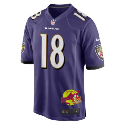 Steven Sims 18 Baltimore Ravens Super Bowl LIX New Orleans Patch Game Men Jersey - Purple - Image 3