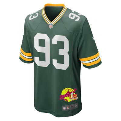 T.J. Slaton 93 Green Bay Packers Super Bowl LIX New Orleans Patch Game Men Jersey - Green - Image 3