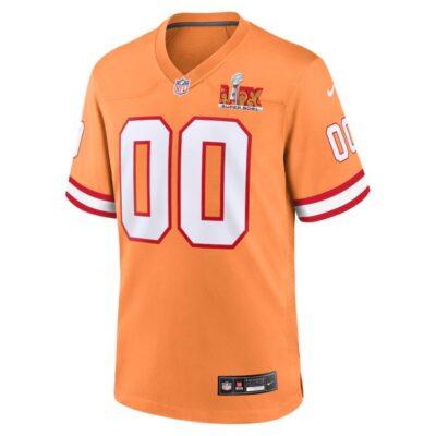 Alternative view of Tampa Bay Buccaneers Super Bowl LIX Patch Alternate Throwback Game Men Custom Jersey - Orange