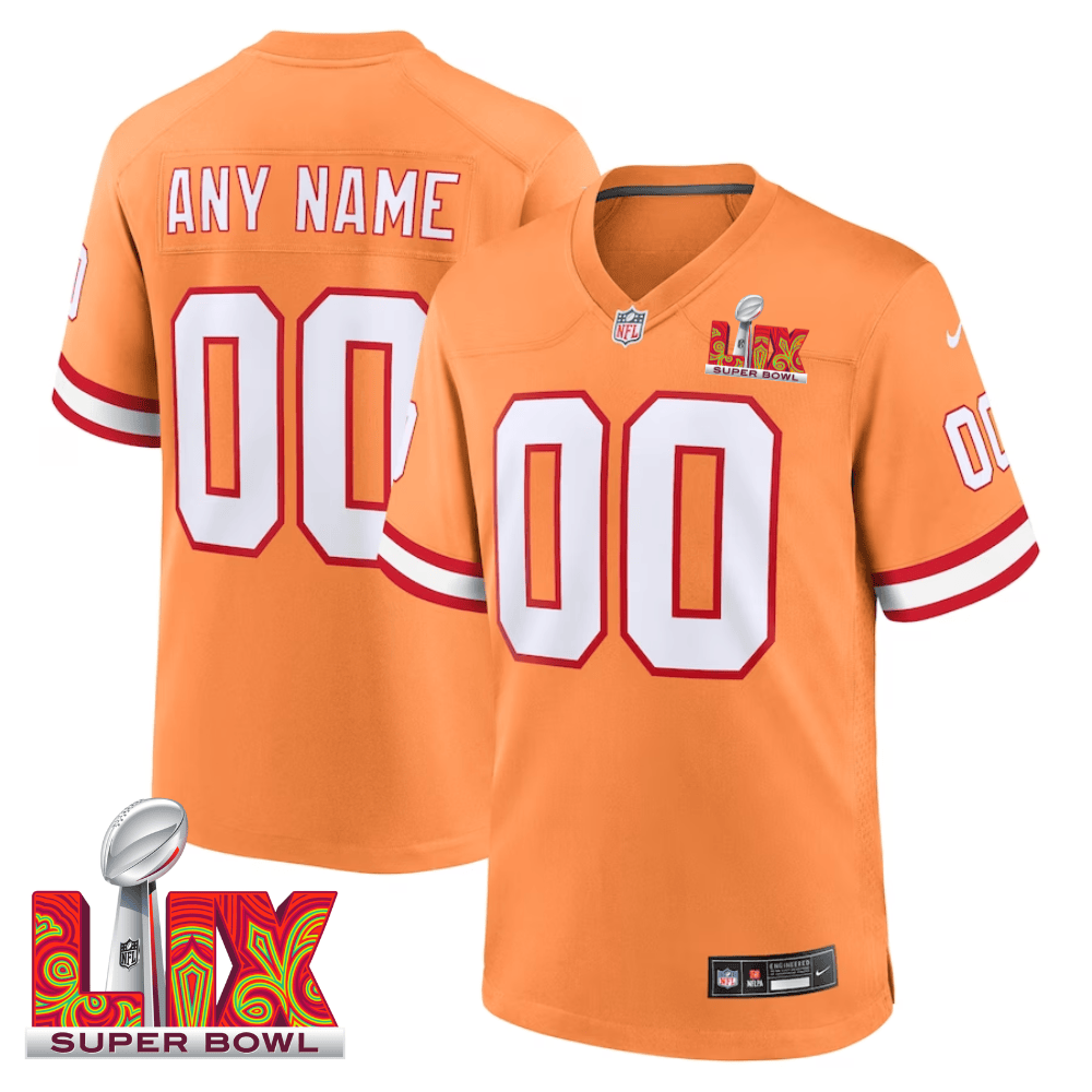 Tampa Bay Buccaneers Super Bowl LIX Patch Alternate Throwback Game Men Custom Jersey - Orange