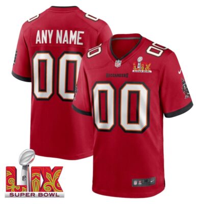 Tampa Bay Buccaneers Super Bowl LIX Patch Game Men Custom Jersey - Red